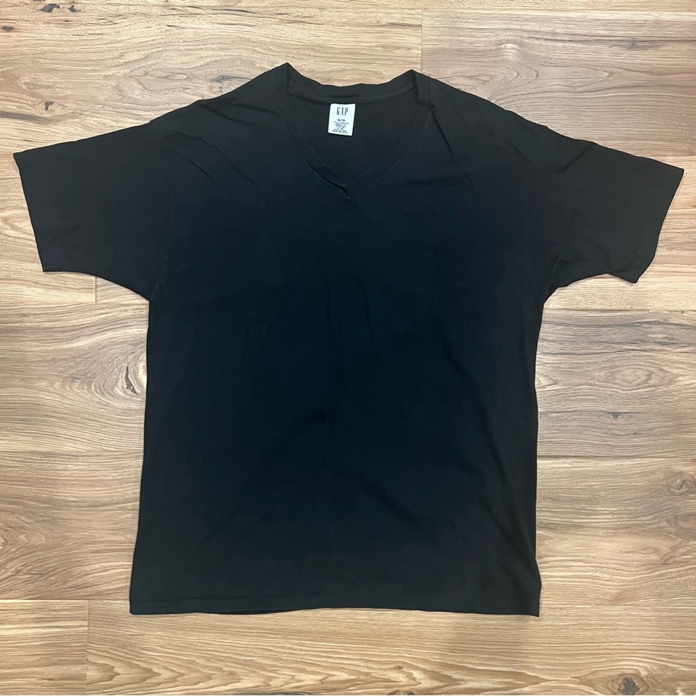 Vintage GAP Blank V Neck T Shirt Mens XL Black